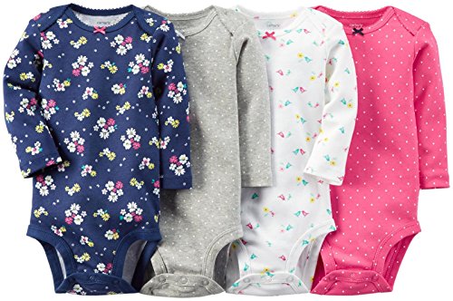 0888510752356 - CARTER'S BABY GIRLS' 4 PACK PRINT BODYSUITS (BABY) - PINK - 18M