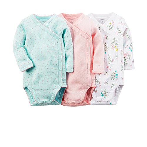 0888510752974 - CARTER'S BABY GIRLS' 3 PACK SIDE SNAP BODYSUITS (BABY) - FLORAL - 3M