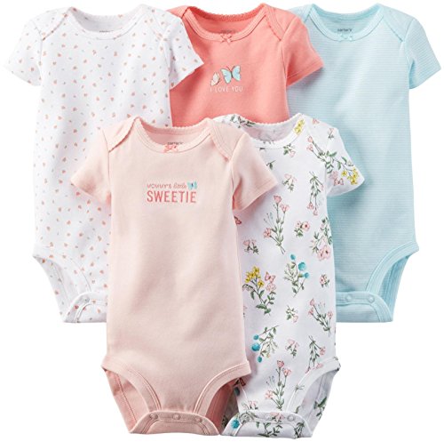 0888510753759 - CARTER'S BABY GIRLS' 5 PACK FLORAL BODYSUITS (BABY) - PINK - 12M