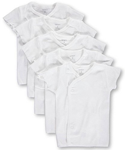 0888510754336 - CARTER'S UNISEX BABY 5-PACK SIDE-SNAP T-SHIRTS - WHITE, 3 MONTHS