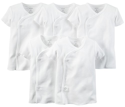 0888510754343 - BABY (NB-6M) CARTER'S 5 PACK SNAP CLOSURE TEES 6 MONTHS, WHITE