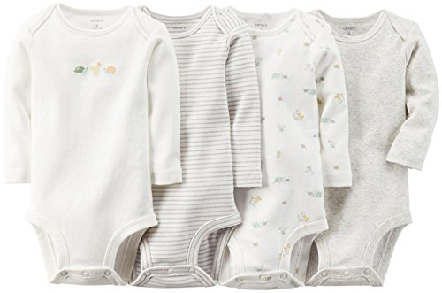0888510754596 - CARTER'S UNISEX BABY 4 PACK BODYSUITS (BABY) - IVORY - 3M