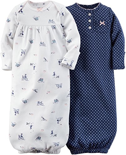 0888510754916 - CARTER'S BIG GIRLS' 2 PACK FLORAL GOWNS (BABY) - NAVY - ONE SIZE