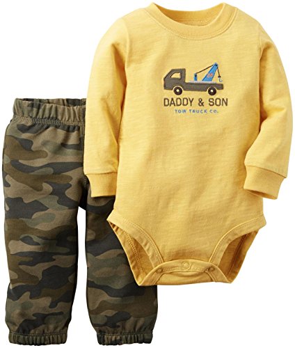 0888510779650 - CARTER'S BABY BOYS' 2 PIECE GRAPHIC BODYSUIT SET (BABY) - DADDY & SON TOW - 3 MONTHS