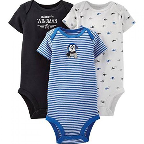 0888510796930 - CARTER'S JUST ONE YOU BABY BOYS' 3 PACK BODYSUITS DADDY'S WINGMAN BULLDOG BLUE (12 MONTHS)