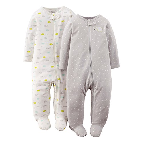 0888510798668 - JUST ONE YOU BY CARTERS UNISEX-BABY 2-PACK FOOTED SLEEPER - GRAY (3 MONTHS)