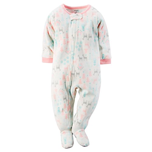0888510802327 - CARTER'S BABY GIRLS' ONE PIECE FOOTED FLEECE PAJAMAS (12 MONTHS, SNOWFLAKE)