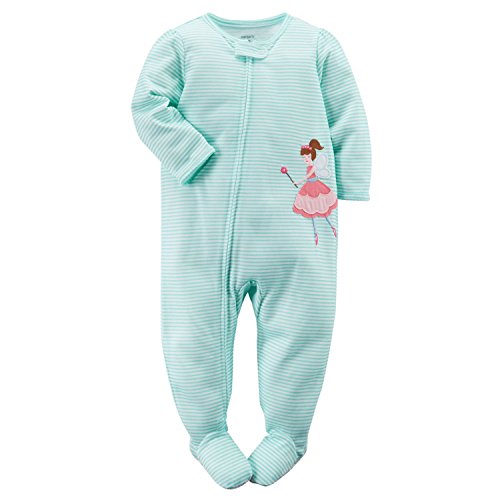 0888510802440 - CARTER'S BABY-GIRLS' SNUG FIT COTTON STRIPED FOOTED SLEEPER PAJAMAS (24 MONTHS, BLUE FAIRY)