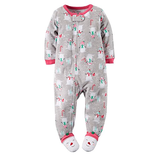 0888510819646 - CARTER'S BABY GIRLS' ONE PIECE FOOTED FLEECE PAJAMAS 6 MONTHS GRAY SNOWMAN