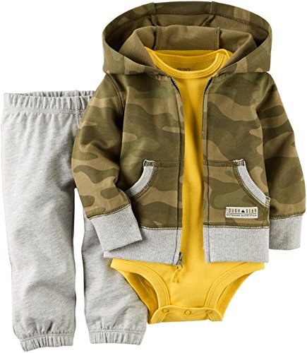 0888510839446 - CARTER'S BABY BOYS' TOUGH OUTDOORSMAN 3-PIECE OUTFIT - OLIVE/GRAY, 6 MONTHS