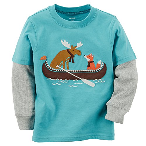 0888510924470 - CARTER'S LITTLE BOYS' LAYERED LOOK TEE CANO FOX (3T, TURQUOISE)