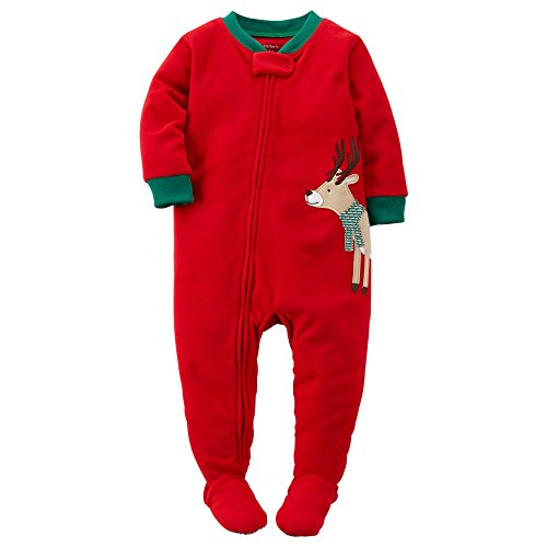 0888510927228 - CARTER'S BABY BOYS' HOLIDAY MICROFLEECE ONE PIECE FOOTED PAJAMAS (12 MONTHS, BOYS REINDEER)