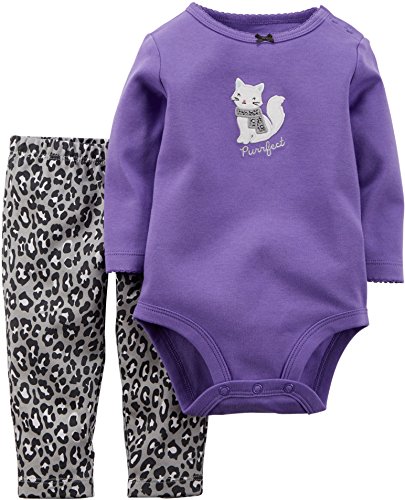 0888510951636 - CARTER'S BABY GIRLS' 2-PIECE BODYSUIT AND PANT SET (3 MONTHS, PURRFECT PURPLE)
