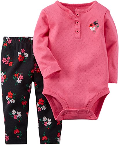 0888510951810 - CARTER'S BABY GIRLS' 2-PIECE BODYSUIT AND PANT SET (12 MONTHS, PINK)