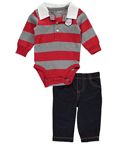 0888510952404 - CARTERS BABY BOYS 2-PIECE BODYSUIT & PANT SET RUGBY MAROON 3M