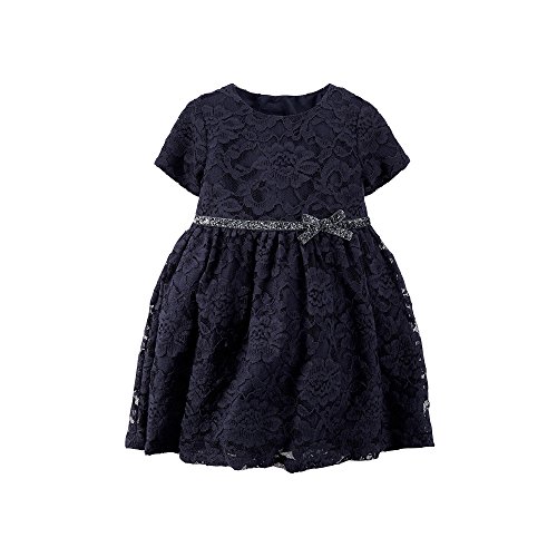 0888510962861 - CARTERS BABY GIRLS SPECIAL OCCASSION NAVY LACE WITH SPARKLE BOW (24 MONTHS)