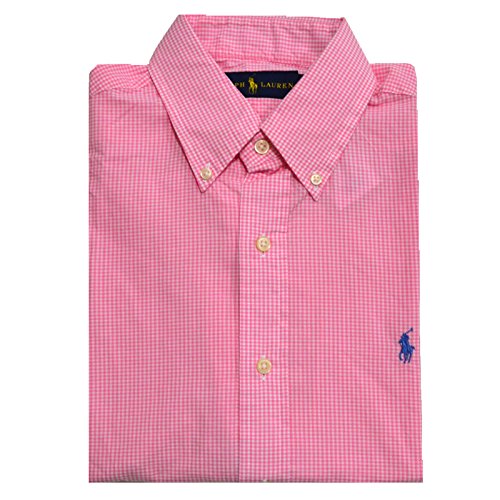 0888529756826 - RALPH LAUREN MENS CASUAL BUTTON DOWN CLASSIC FIT WOVEN SHIRT (PINK GINGHAM, LARGE)