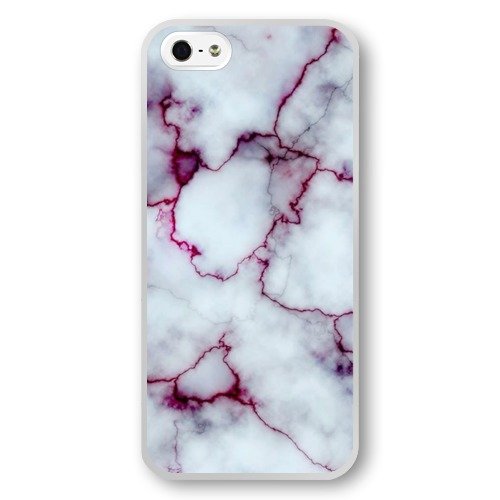 8885698190965 - BLOOD RED AND WHITE MARBLE ROCK TEXTURE QUARTZ VEINS SHALE GRAINS CROSS VEIN TPU PLASTIC CASE FOR IPHONE 5/IPHONE 5S/IPHONE SE (WHITE)