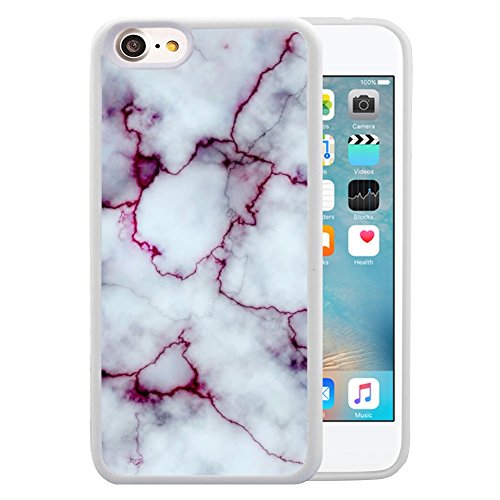 8885698191184 - BLOOD RED AND WHITE MARBLE ROCK TEXTURE QUARTZ VEINS SHALE GRAINS CROSS VEIN TPU CASE FOR IPHONE 7 (WHITE)