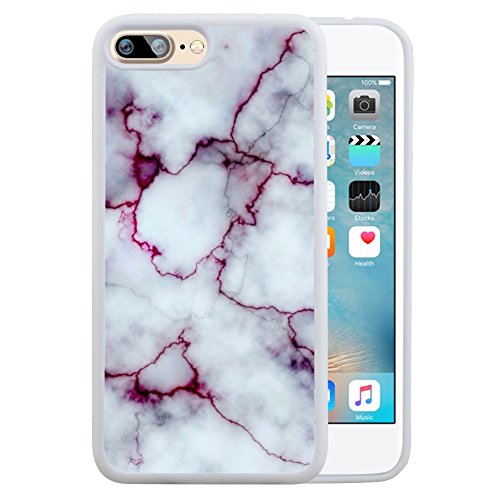 8885698191207 - BLOOD RED AND WHITE MARBLE ROCK TEXTURE QUARTZ VEINS SHALE GRAINS CROSS VEIN TPU CASE FOR IPHONE 7 PLUS (WHITE)