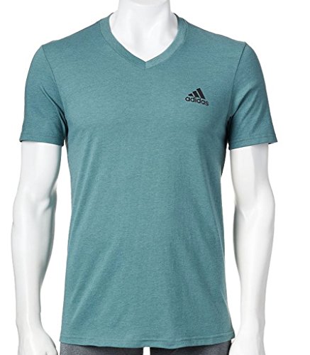 0888592343244 - MEN'S ADIDAS THE GO-TO SOLID PERFORMANCE TEE GREEN HEATHER V NECK M