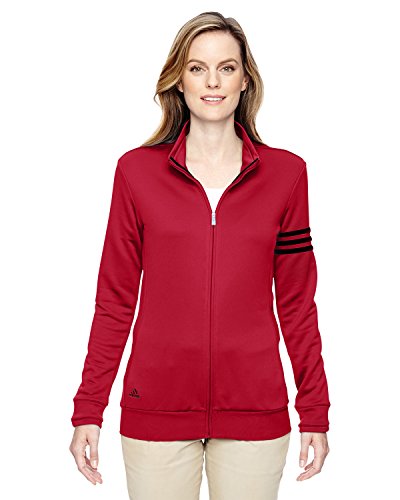 0888593581010 - ADIDAS A191 LADIES CLIMALITE 3-STRIPES FULL ZIP PULLOVER JACKET - UNIVERSITY RED & BLACK, 2XL