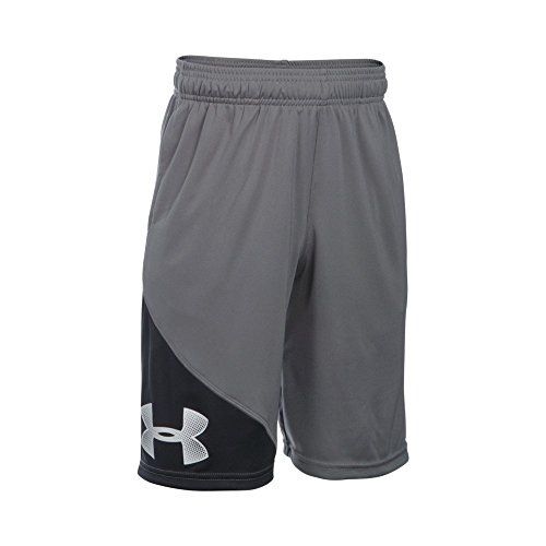 0888728810138 - UNDER ARMOUR BOYS' TECH SHORTS, GRAPHITE/BLACK, YOUTH SMALL