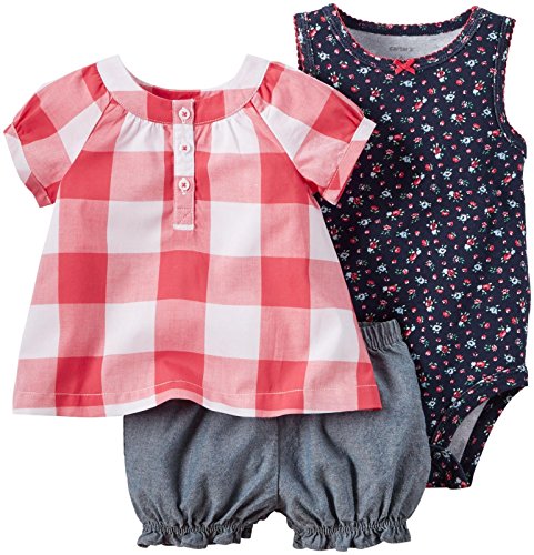 0888767115584 - CARTER'S 3 PIECE DIAPER COVER SET 121G385, RED GINGHAM, 24 MONTHS