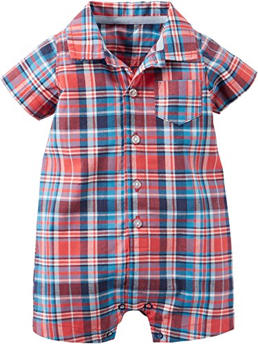 0888767120762 - BABY BOY (3-24M) CARTER'S PLAID PRINT ROMPER - RED 12 MONTHS, RED