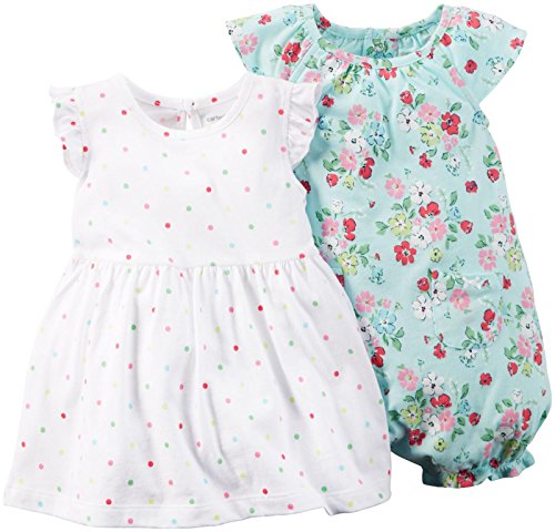 0888767126665 - CARTER'S 2 PIECE ROMPER AND DRESS SET 121G509, TURQUOISE, 9 MONTHS