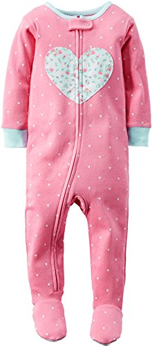 0888767128614 - CARTER'S BABY-GIRLS' 1 PC POLKA DOT COTTON FOOTED SLEEPER PAJAMAS (24 MONTHS, PINK HEART)