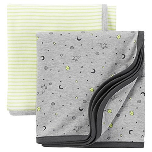 0888767434395 - CARTER'S PRECIOUS FIRSTS BABY BOYS' 2-PACK SWADDLE BLANKETS OUTER SPACE- GREY/GR