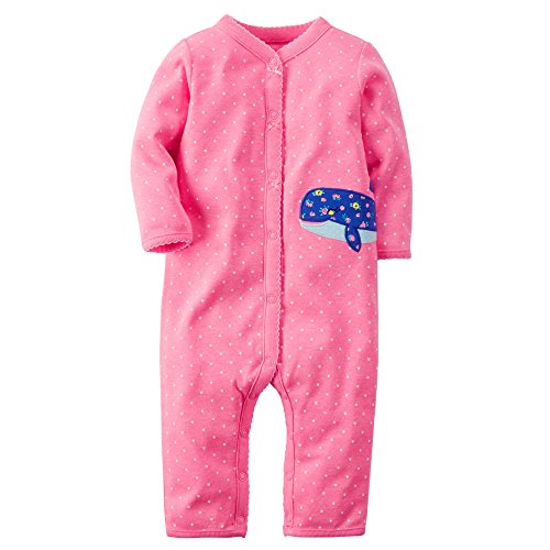 0888767554932 - CARTER'S BABY GIRLS' COTTON SNAP-UP FOOTLESS SLEEP & PLAY (6 MONTHS, WHALE)