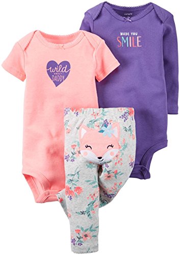 0888767673909 - CARTER'S BABY GIRLS TAKE ME AWAY 3-PIECE LITTLE CHARACTER SET -6 MONTHS -HEATHER