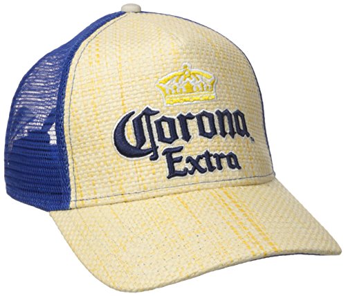 0888783453806 - CORONA MEN'S STRAW TRUCKER CAP WITH MESH BACK, NATURAL, ONE SIZE