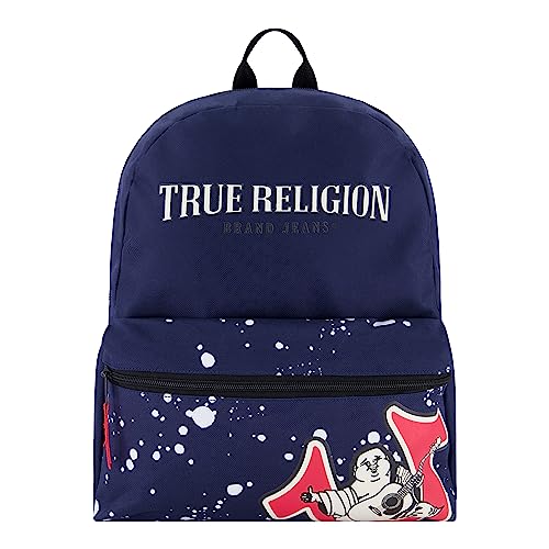 0888783811651 - TRUE RELIGION LAPTOP BACKPACK, SMALL COMPUTER TRAVEL BAG, NAVY, 16 INCH