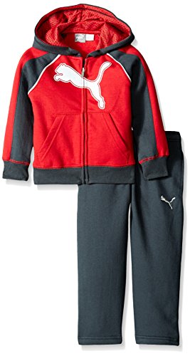 0888822528618 - PUMA LITTLE BOYS' REFLECTIVE CAT FULL ZIP HOODIE WITH MATCHING PANT, SCOOTER RED, 6