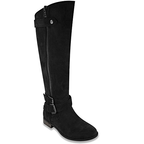 0888833740177 - RAMPAGE WOMEN'S HANSEL RIDING BOOT BLACK FX SUEDE 6
