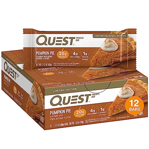 0888849001903 - QUEST NUTRITION DELICIOUS PROTEIN BARS, LIMITED TIME ONLY WHILE SUPPLIES LAST, PUMPKIN PIE, 2.1 OZ, 12 COUNT
