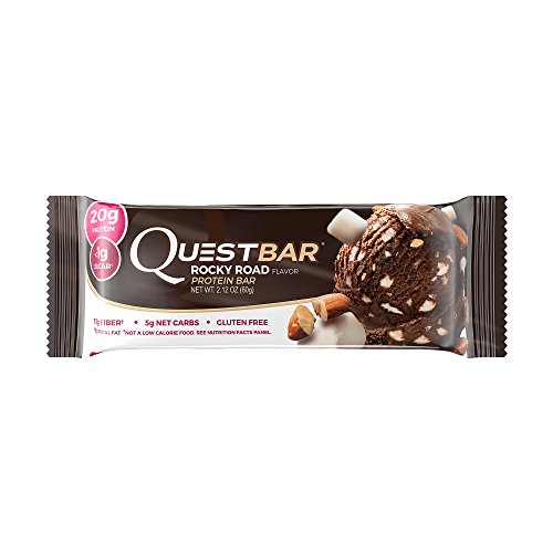 0888849003730 - QUEST NUTRITION PROTEIN BAR, ROCKY ROAD, 20G PROTEIN, 5G NET CARBS, 210 CALS, HIGH PROTEIN BARS, LOW CARB BARS, GLUTEN FREE, SOY FREE, 2.1 OZ BAR, 12 COUNT