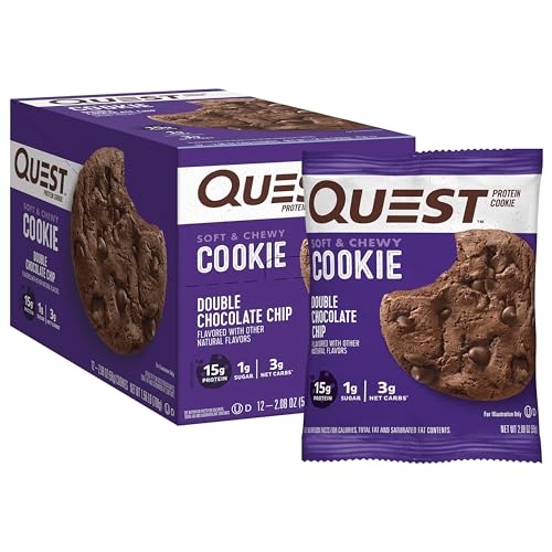 0888849006021 - QUEST NUTRITION DOUBLE CHOCOLATE CHIP PROTEIN COOKIE, HIGH PROTEIN, LOW CARB, 12 COUNT
