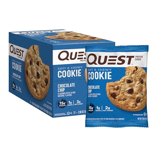 8888490060900 - QUEST NUTRITION CHOCOLATE CHIP PROTEIN COOKIE, KETO FRIENDLY, HIGH PROTEIN, LOW CARB, SOY FREE, 12 COUNT PACKAGING MAY VARY