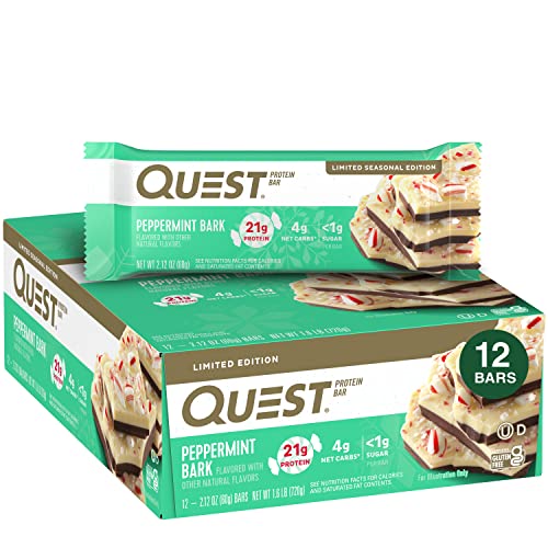 0888849007653 - QUEST NUTRITION PROTEIN BAR, PEPPERMINT BARK, 12 COUNT