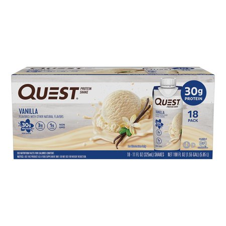 0888849010899 - QUEST VANILLA & OTHER NATURAL FLAVORS PROTEIN SHAKE 18 PACK 11 FL OUNCE NET WT 198 FL OUNCE