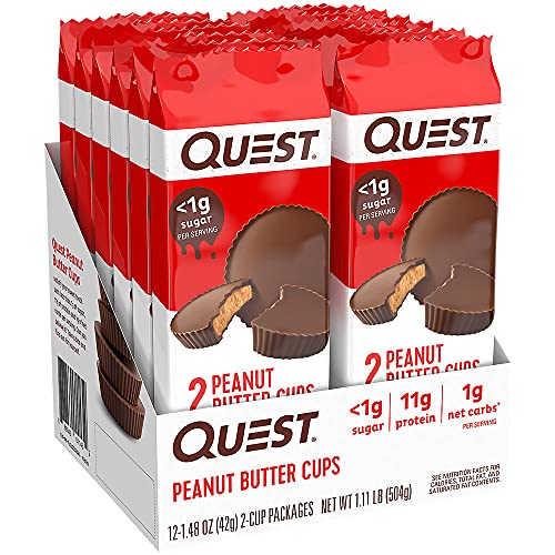 0888849011452 - QUEST NUTRITION PEANUT BUTTER CUPS, HIGH PROTEIN, LOW CARB, GLUTEN FREE, KETO FRIENDLY, 12COUNT