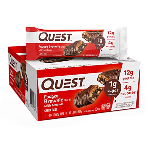 0888849012633 - QUEST NUTRITION FUDGEY BROWNIE CANDY BARS, HIGH PROTEIN, LOW CARB, 1G SUGAR, 12 COUNT