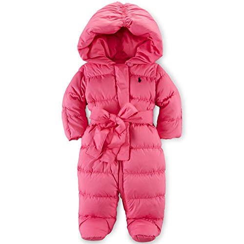 0888978851325 - POLO RALPH LAUREN BABY GIRLS' CHANNEL-QUILTED DOWN BUNTING SNOWSUIT PINK (6 MONTHS)