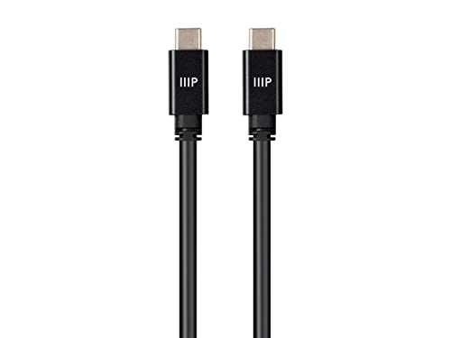 0889028156445 - MONOPRICE ULTRA COMPACT USB TYPE-C 3.2 GEN2 CABLE - 1 METER (3.3 FEET) BLACK (5 PACK) 10GBPS, 5A, SUPERSPEED, 4K VIDEO, PD FAST CHARGE, FOR MACBOOK PRO, USB C MONITOR, SSD