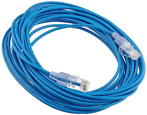 0889028189788 - MONOPRICE CAT6A PATCH ETHERNET CABLE - 25 FEET - BLUE | UTP, 30AWG, 10G, PURE BARE COPPER, SNAGLESS RJ45, FOR COMPUTER NETWORKING CABLE, LAN, MODEM, ROUTER - SLIMRUN SERIES