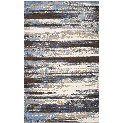 0889048111042 - SAFAVIEH RETRO COLLECTION RET2138-1165 CREAM AND BLUE AREA RUG, 3 FEET BY 5 FEET (3' X 5')